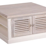 Shutter Drawer Coffee Table With Shelf 90X90X45Cm