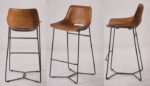 Leather Bar Chair With Iron Legs 47Cmx48Cmx97Cm - Image 2