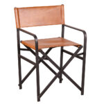 Industrial Iron leather directors chair 55cm x 53cm x89cm