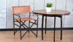 Industrial Iron leather directors chair 55cm x 53cm x89cm - Image 2
