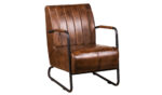 Occasional Brown Leather and steel Chair 58cm x84cm x85cm