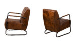 Occasional Brown Leather and steel Chair 58cm x84cm x85cm - Image 2