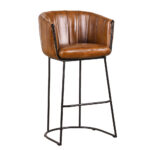 Leather Bar Chair With Iron Legs 59cm x 56cm x 97cm