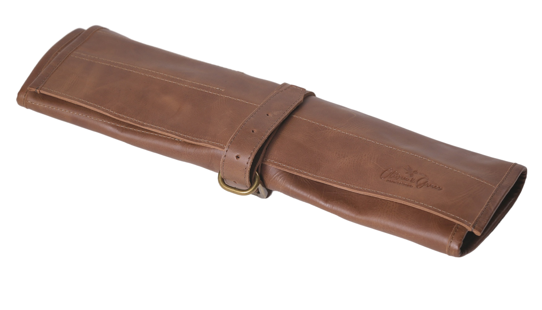 MBE017-11 Small Dark Brown Leather Knife/Tool/ Brush Bag - Image 1