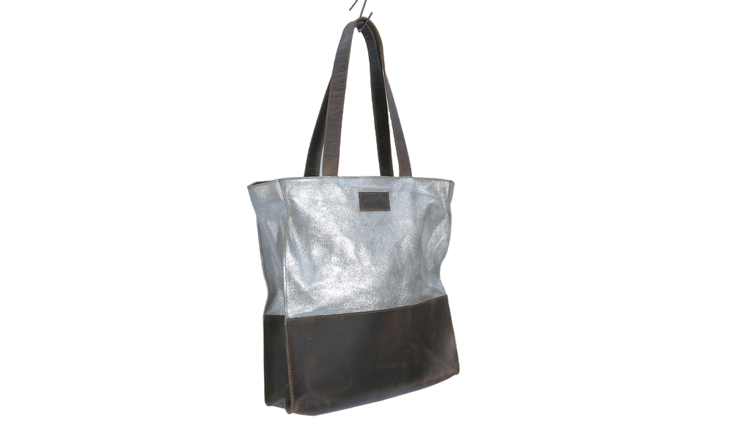 MBE05-10 Leather Handbag Tan/ Silver 33Cmx37Cm - Image 1