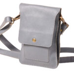 Leather mobile case 20cm x 14cm x 1cm Dove grey