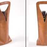 Wine Single Bottle Holder Tan Leather  27Cmx7Cmx26Cm