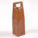 Single Wine Bottle Holder Tan Leather  11Cmx11Cmx38Cm