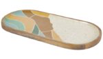Wooden Tray Wave Pattern  49Cmx24.5Cmx2Cm