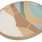 Round Wooden Platter  Wave 40Cmx40Cmx3Cm
