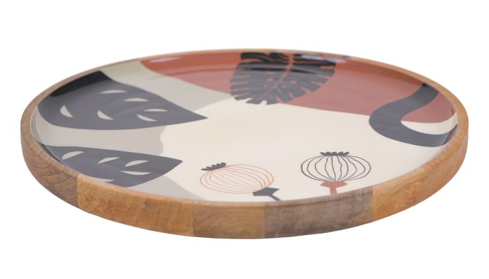 NFE01822_0x400-10 Round Wooden Platter Poppy 40Cmx40Cmx3Cm - Image 1