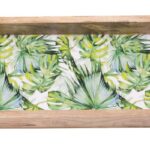 Rectangular  Slim Tray Green Leaves 50Cmx22Cmx6Cm