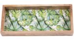 Rectangular  Slim Tray Green Leaves 50Cmx22Cmx6Cm