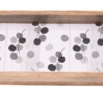 Rectangular Slim Plate Black Grey Leaves 50Cmx22Cmx6Cm