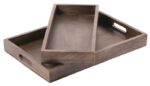 Wooden Tray Set /2 With Handles 55Cmx36Cmx6Xm 50Xmx22Cmx6Cm - Image 2