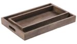 Wooden Tray Set /2 With Handles 55Cmx36Cmx6Xm 50Xmx22Cmx6Cm