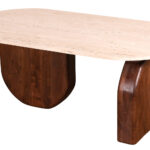 Neapol | Travertine-Walnut Coffee Table 120x60x45