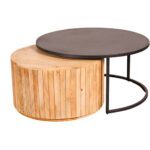 Engulfed | Acacia Round Coffee Table Set 91x91x45