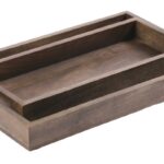 Wooden Tray Set /2 With Handles 55Cmx36Cmx6Xm 50Xmx22Cmx6Cm